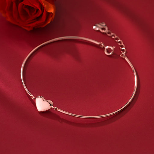 Women's glossy heart sterling silver bracelet - MRSLM