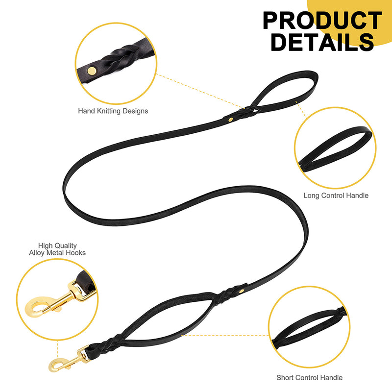 6ft genuine leather dog leash, view 4 - MRSLM