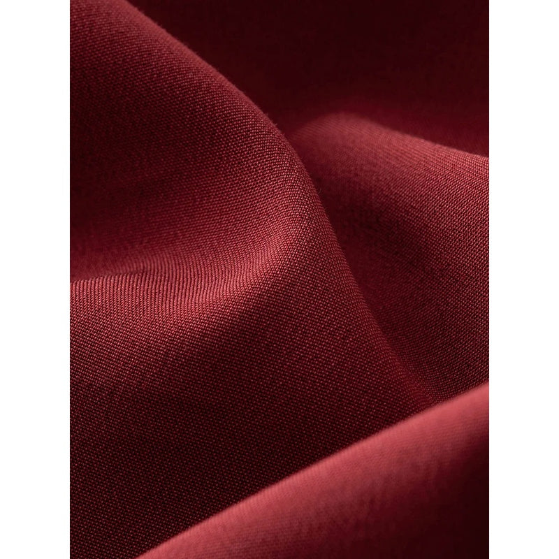 retro red long sleeve square neck dress, view 5 - MRSLM