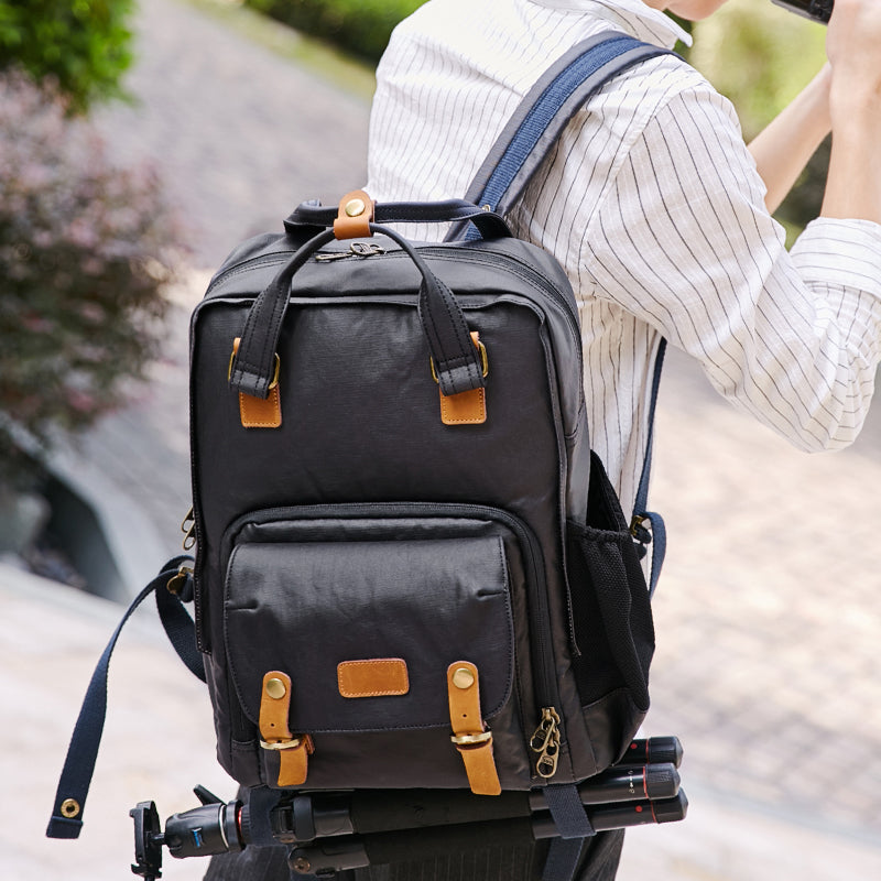 cotton canvas vintage backpack, view 2 - MRSLM
