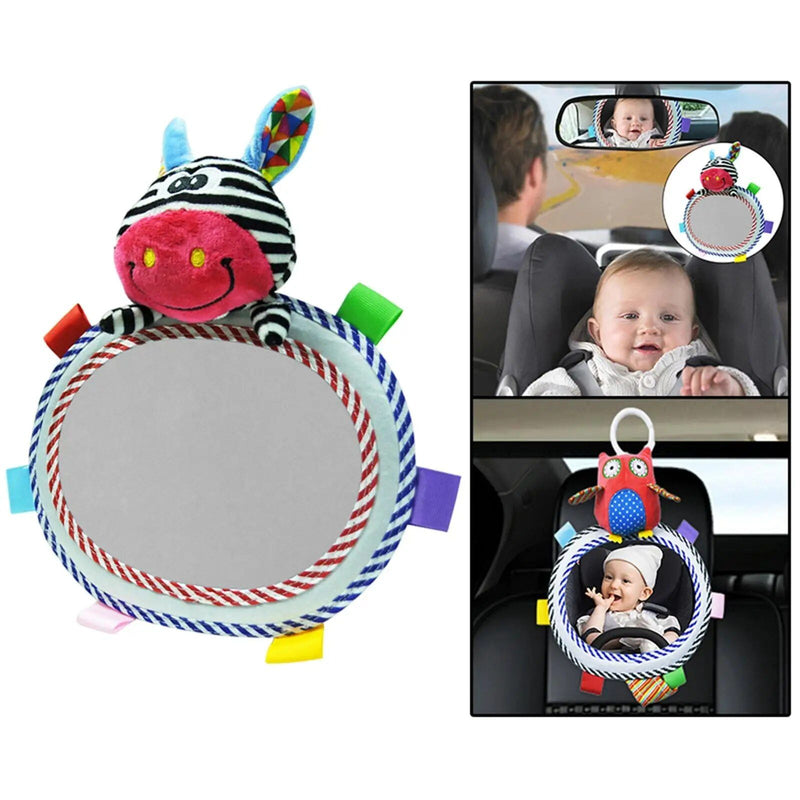 baby car mirror with plush animals, view 6 - MRSLM
