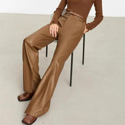 women's pu leather straight leg pants - MRSLM