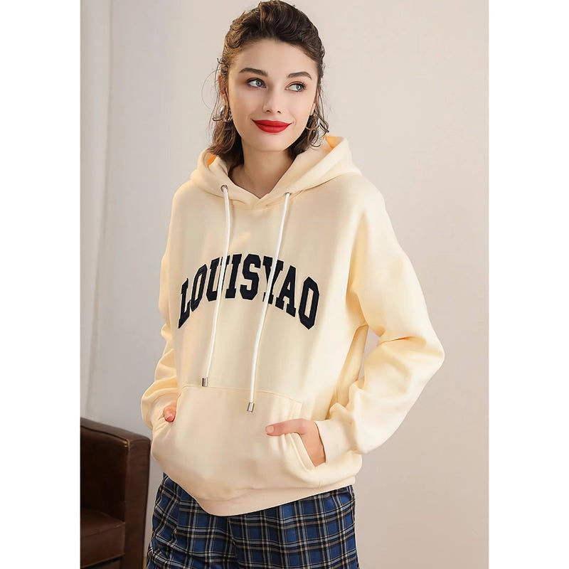 hooded drawstring embroidered patch hoodie, view 2 - MRSLM
