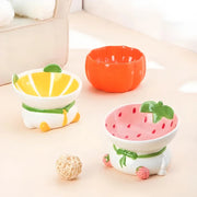 tilted raised ceramic cat bowl, view 5 - MRSLM