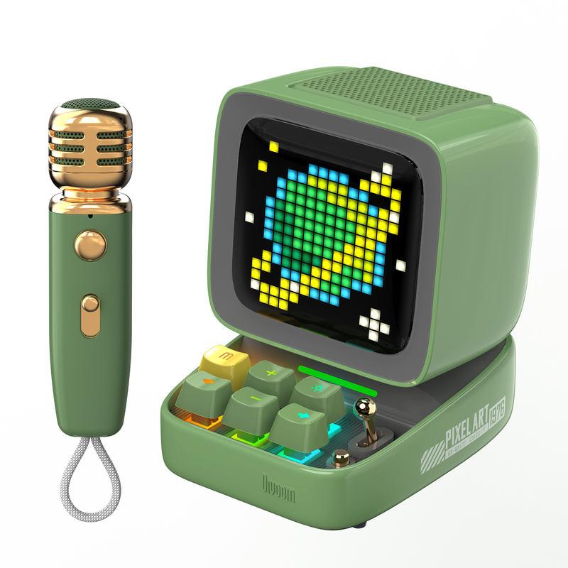 bluetooth speaker with karaoke mic and pixel art display - MRSLM