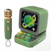 bluetooth speaker with karaoke mic and pixel art display, view 5 - MRSLM