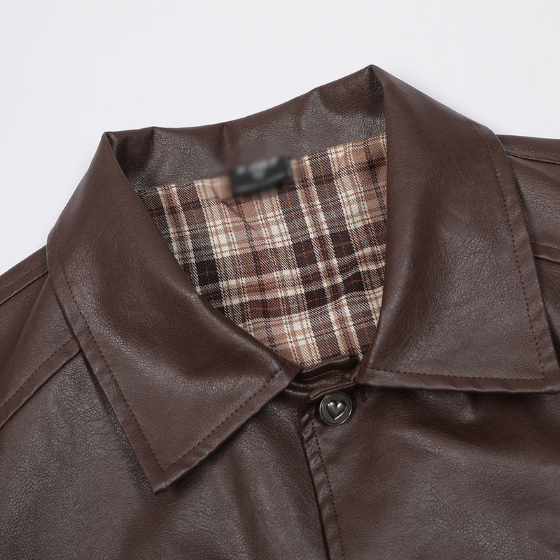 men's pu leather coat zipper, view 3 - MRSLM