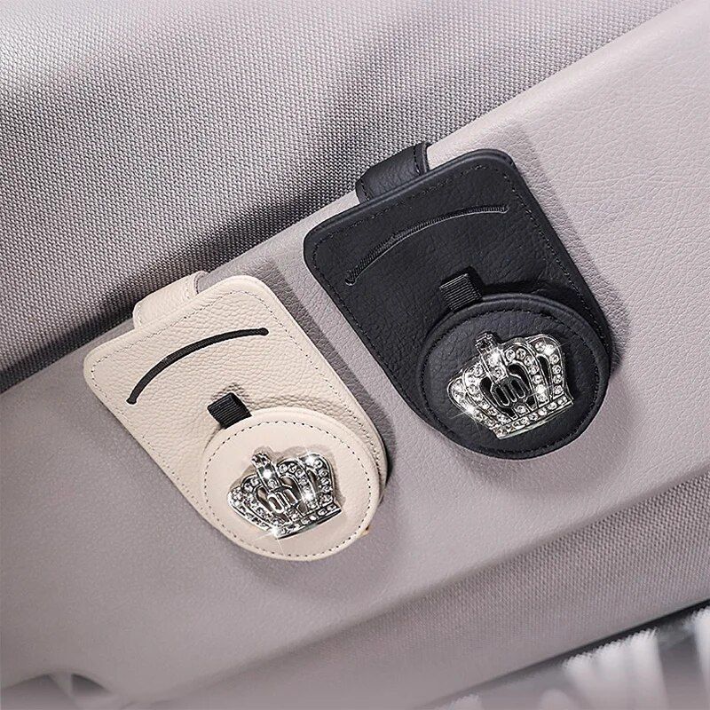 Leather car visor sunglass and card holder, view 12 - MRSLM