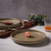 retro matte gray porcelain steak plate, view 4 - MRSLM