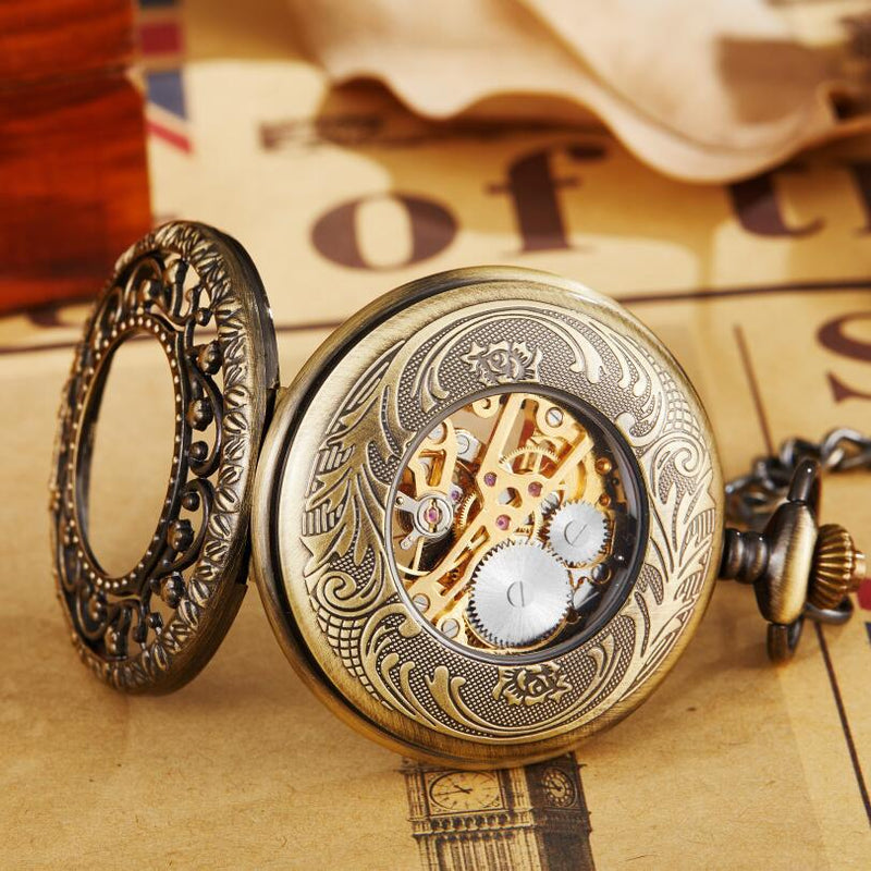 hollow carved mechanical pocket watch, view 9 - MRSLM