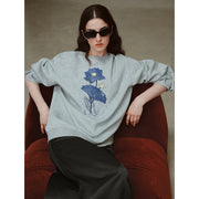 women's lotus patchwork embroidered sweatshirt, view 5 - MRSLM