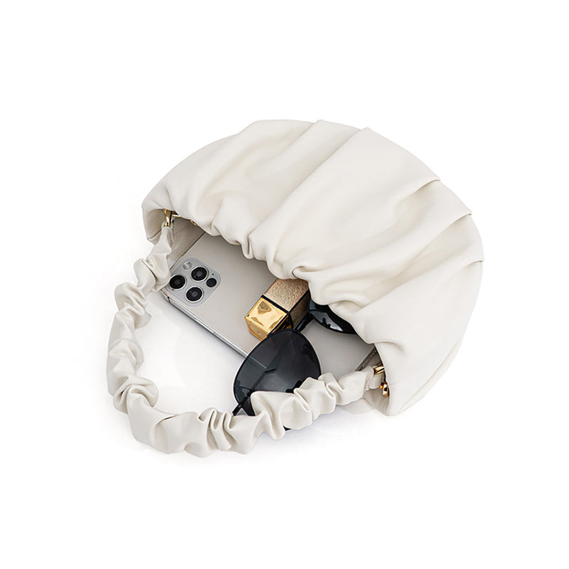 sheepskin pleated crossbody bag, view 9 - MRSLM