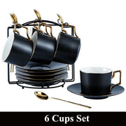 Bone china coffee mug set with tray, view 2 - MRSLM