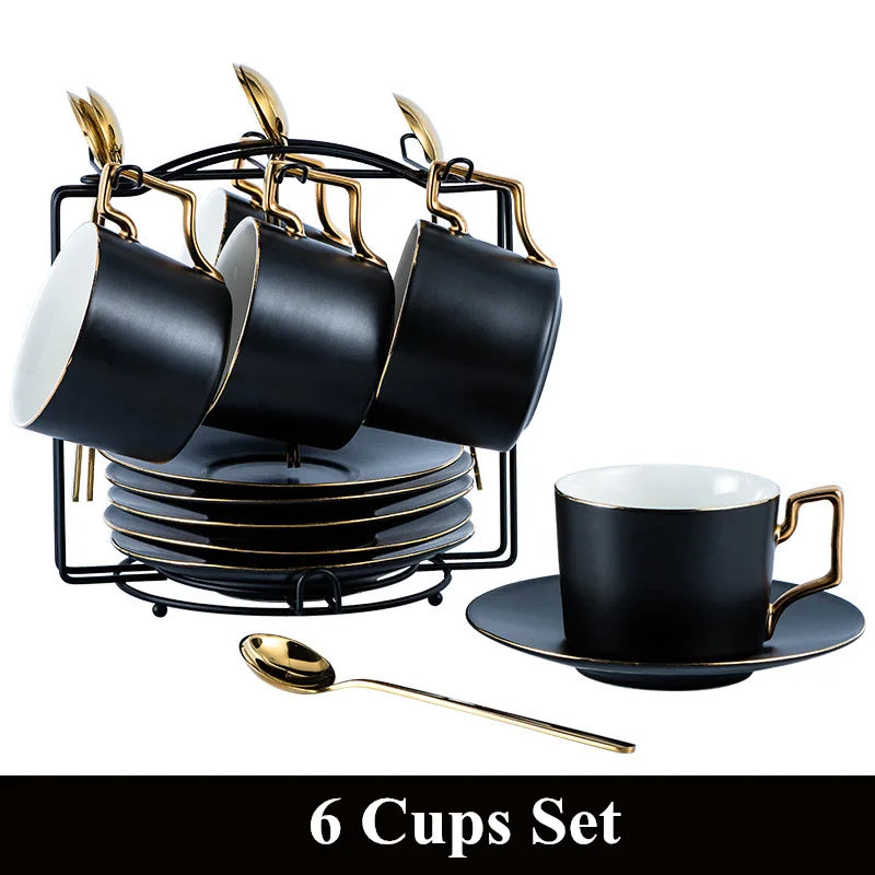 Bone china coffee mug set with tray, view 2 - MRSLM
