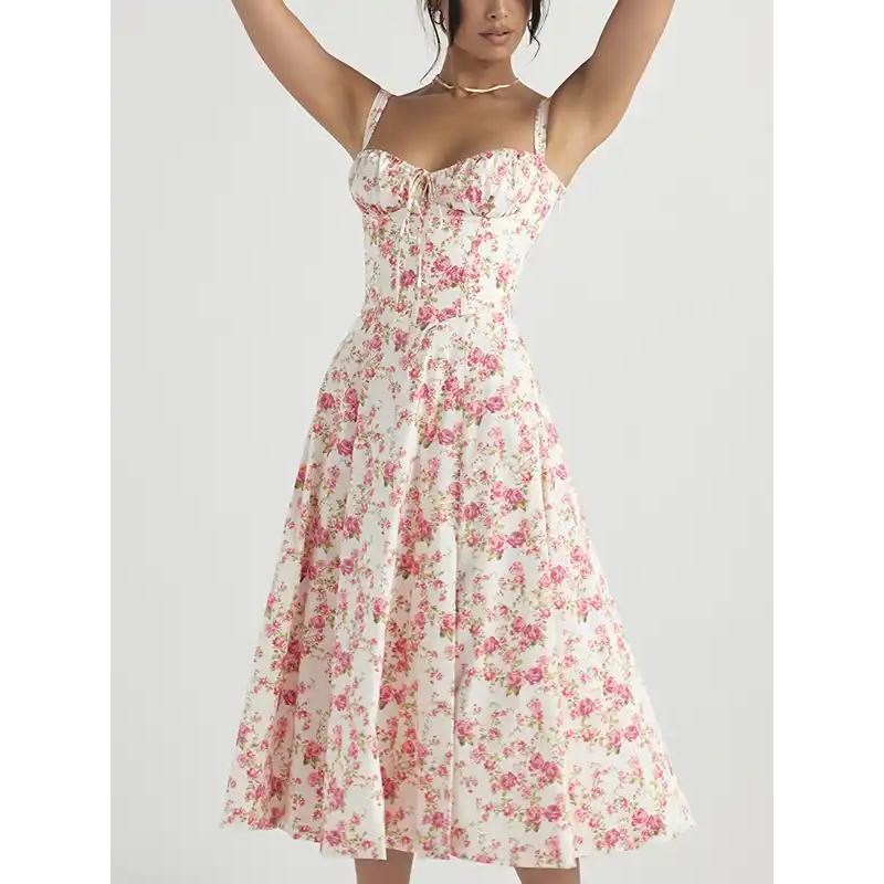 floral print camisole midi dress, view 7 - MRSLM