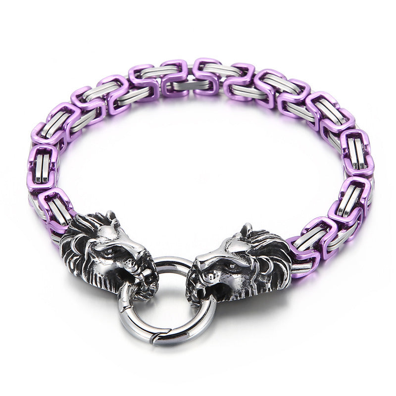 lion head king chain titanium steel bracelet, view 7 - MRSLM