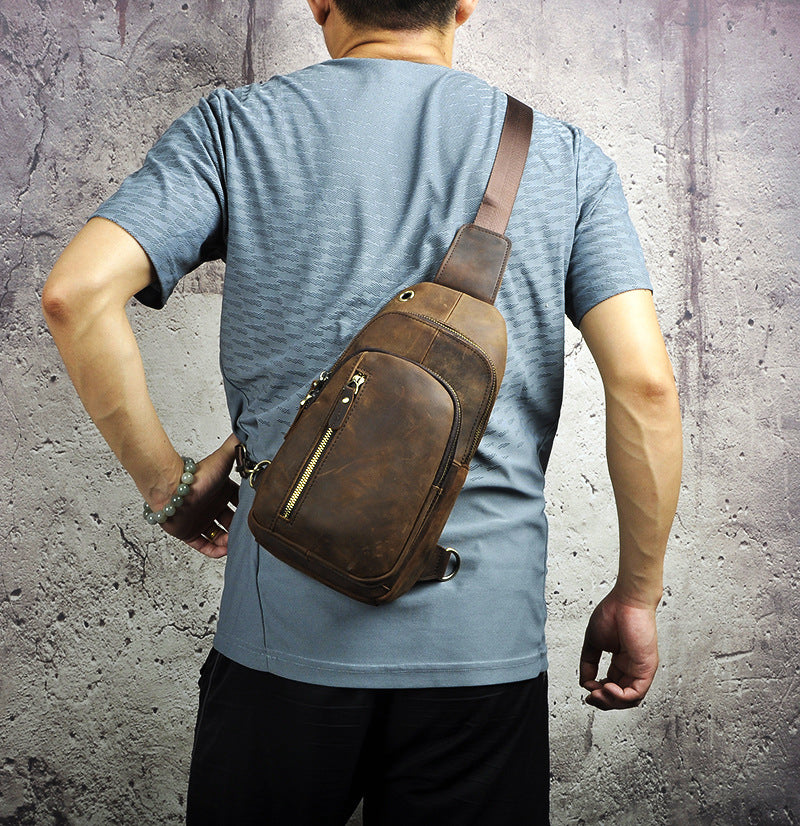 Crazy Horse Leather Cowhide Men's Vintage Bag