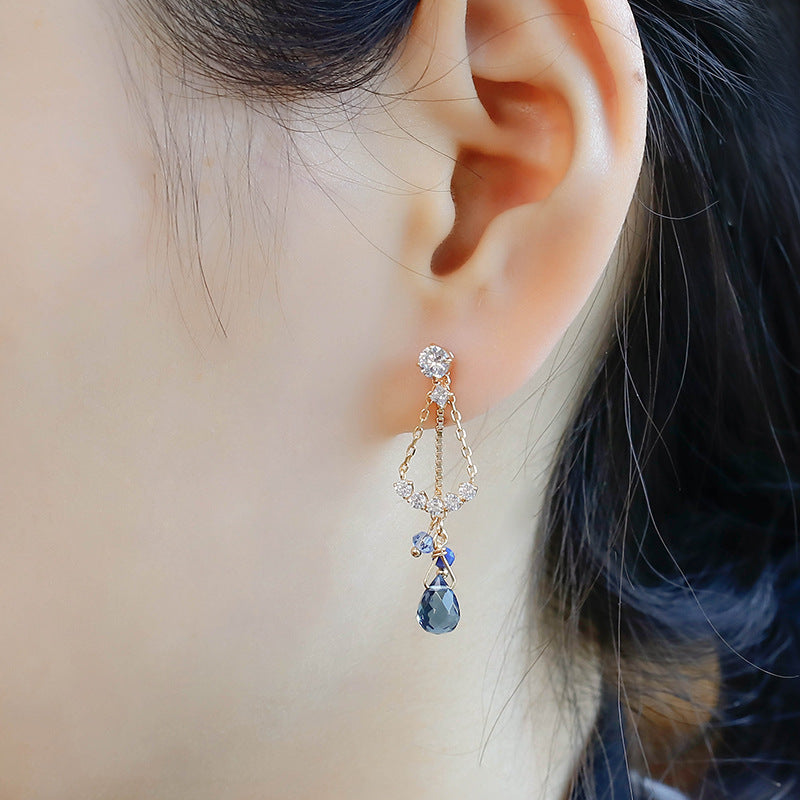 lapis lazuli blue zircon gold plated earrings - MRSLM
