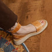 yellow leather platform sandals, view 6 - MRSLM