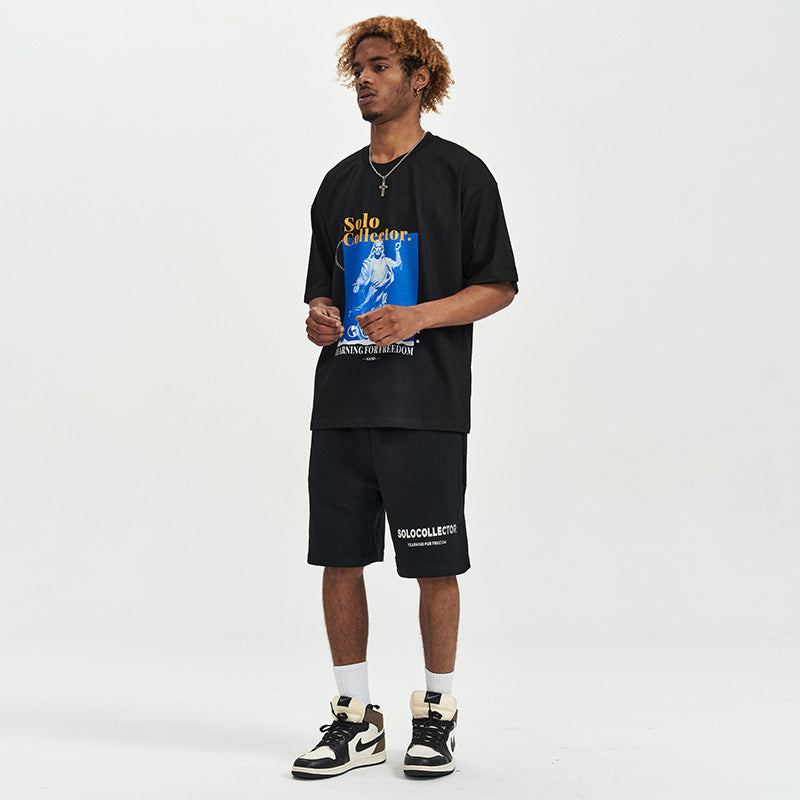 Men's loose letter print T-shirt, view 3 - MRSLM