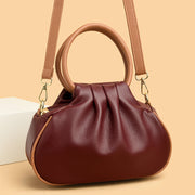 large pleated leather crossbody bag, view 3 - MRSLM