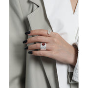 Red stone adjustable silver ring, view 9 - MRSLM