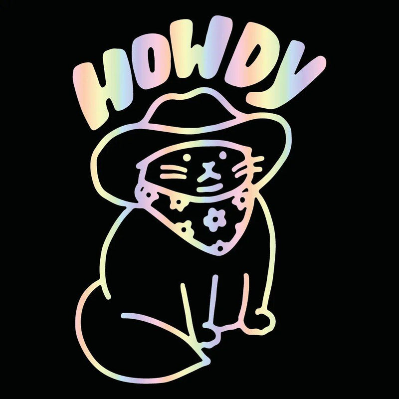 howdy cat cartoon vinyl decal, view 4 - MRSLM
