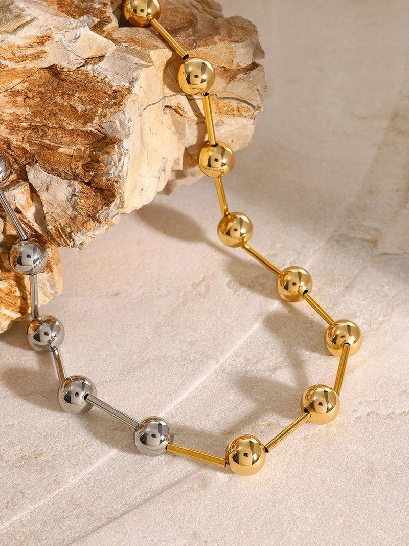 minimalist beaded clavicle chain necklace, view 4 - MRSLM