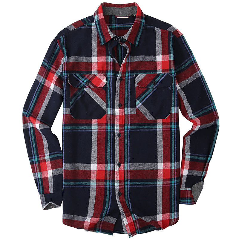 Men's brushed flannel plaid shirt, view 4 - MRSLM