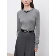 petite knitted sweater with bow detail, view 4 - MRSLM