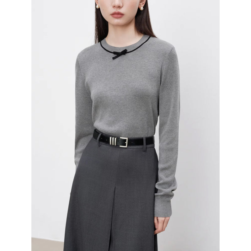 petite knitted sweater with bow detail, view 4 - MRSLM