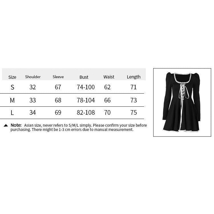 puff sleeve lace bandage mini dress, view 9 - MRSLM