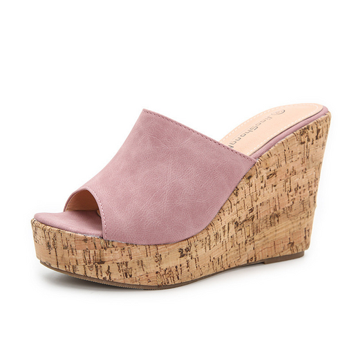 Women's suede fish sandals with wedge heel, view 4 - MRSLM
