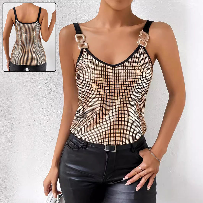 Sequined suspender chain vest top - MRSLM