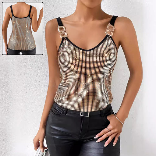 Sequined suspender chain vest top - MRSLM
