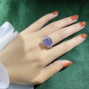 silver square high carbon stone ring, view 4 - MRSLM