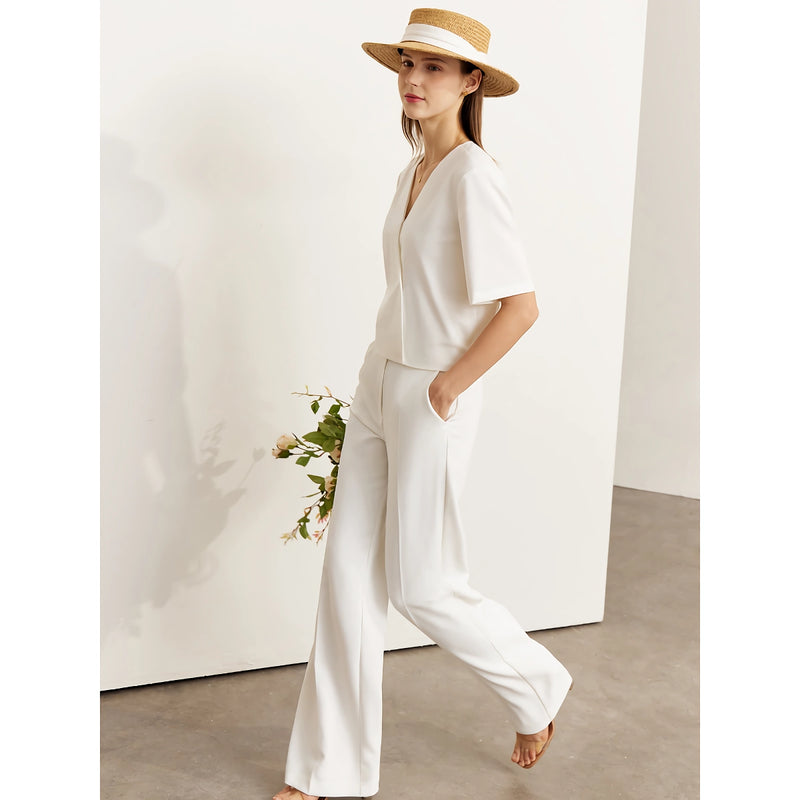 high-waisted wide-leg women's trousers, view 2 - MRSLM