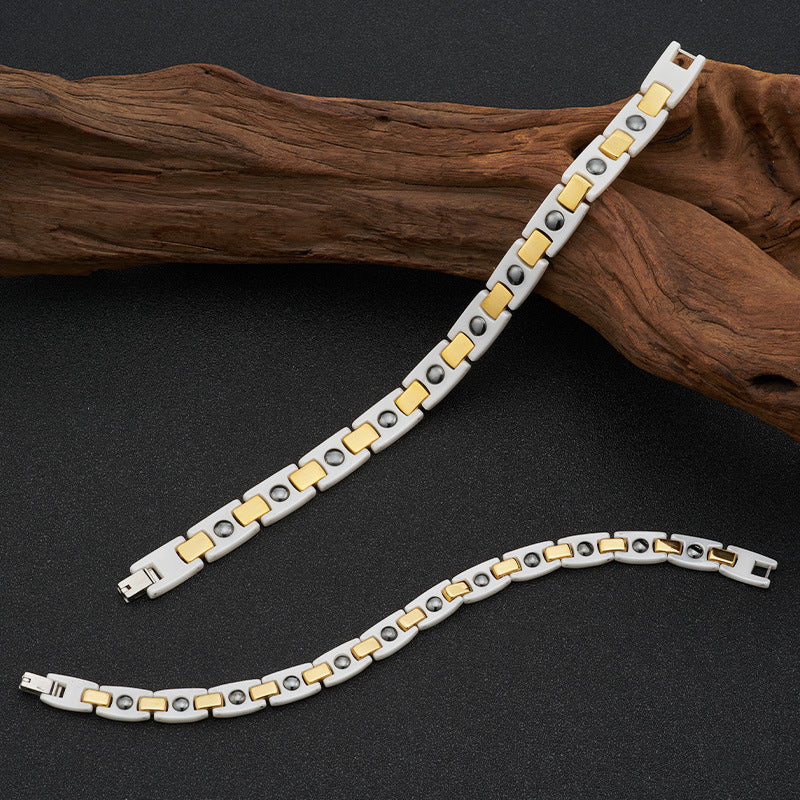 white ceramic zircon couple bracelet - MRSLM