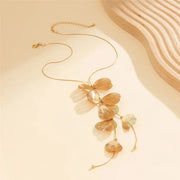 flower petal pendant choker necklace, view 5 - MRSLM