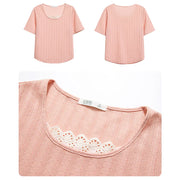 lace edge short-sleeve t-shirt, view 7 - MRSLM