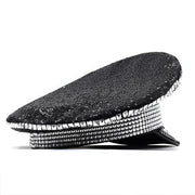 black paillette flat top party hat, view 2 - MRSLM