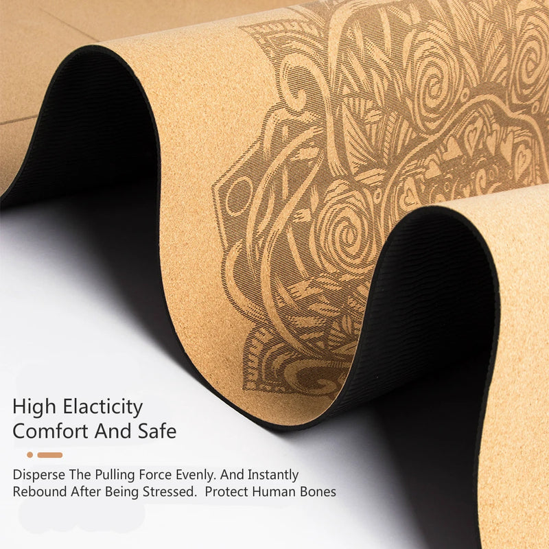 6mm natural cork tpe yoga mat, view 5 - MRSLM