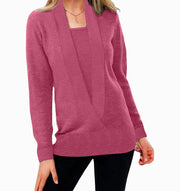 women's knitted deep v-neck long sleeve sweater, view 5 - MRSLM