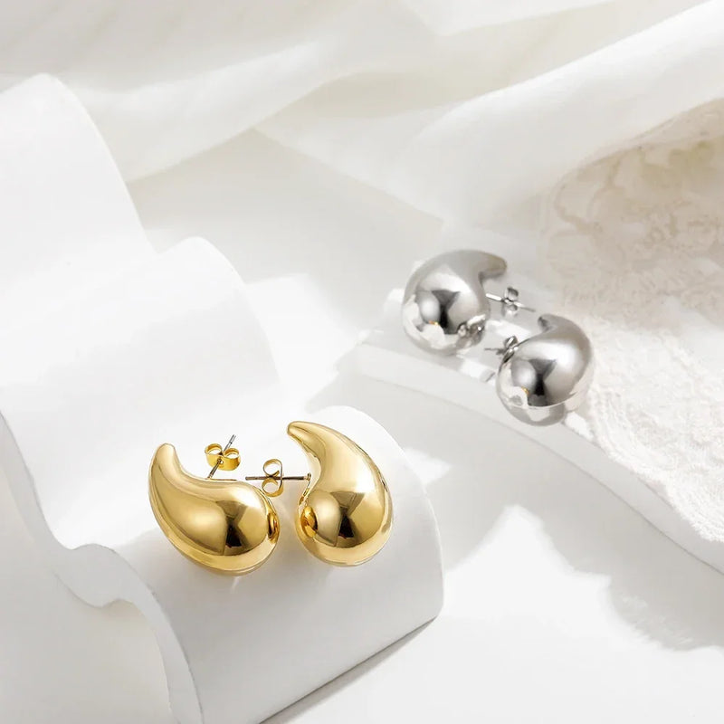 chunky gold-plated waterdrop earrings, view 6 - MRSLM