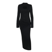 high collar hollow out knitted pencil skirt, view 5 - MRSLM