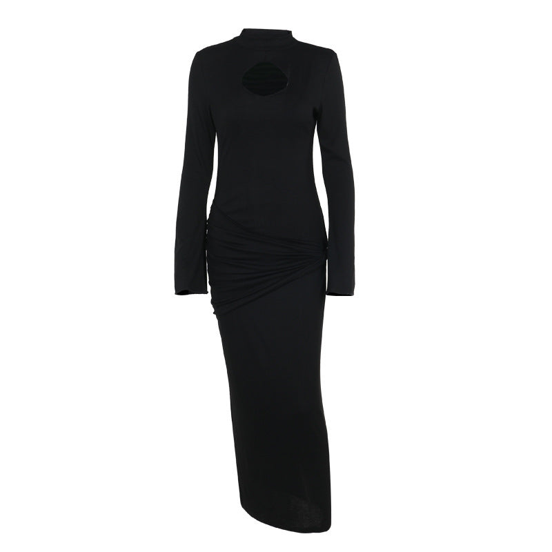 high collar hollow out knitted pencil skirt, view 5 - MRSLM