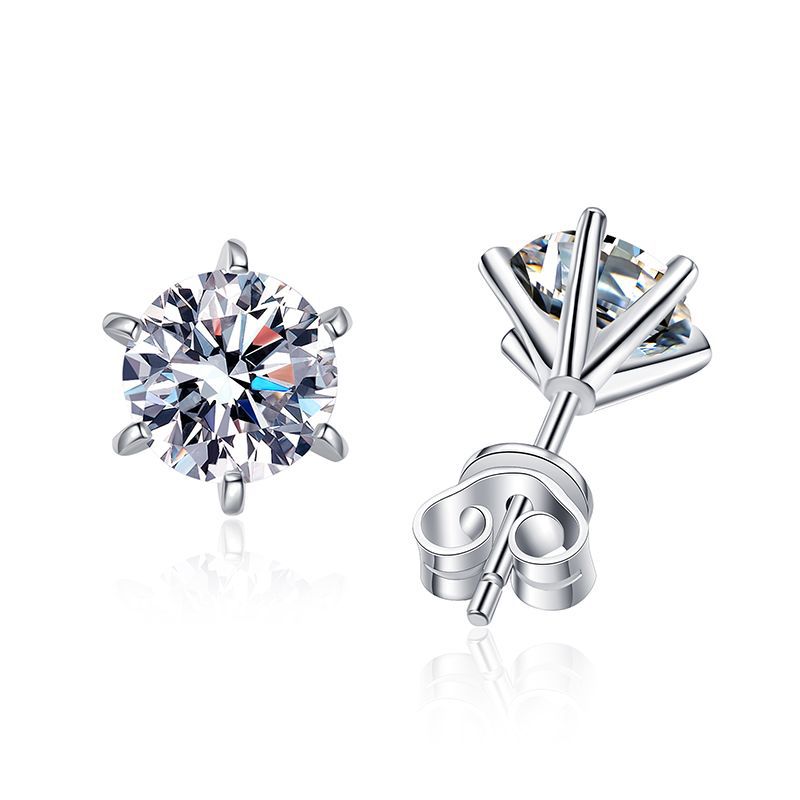 unisex silver threaded stud earrings, view 2 - MRSLM