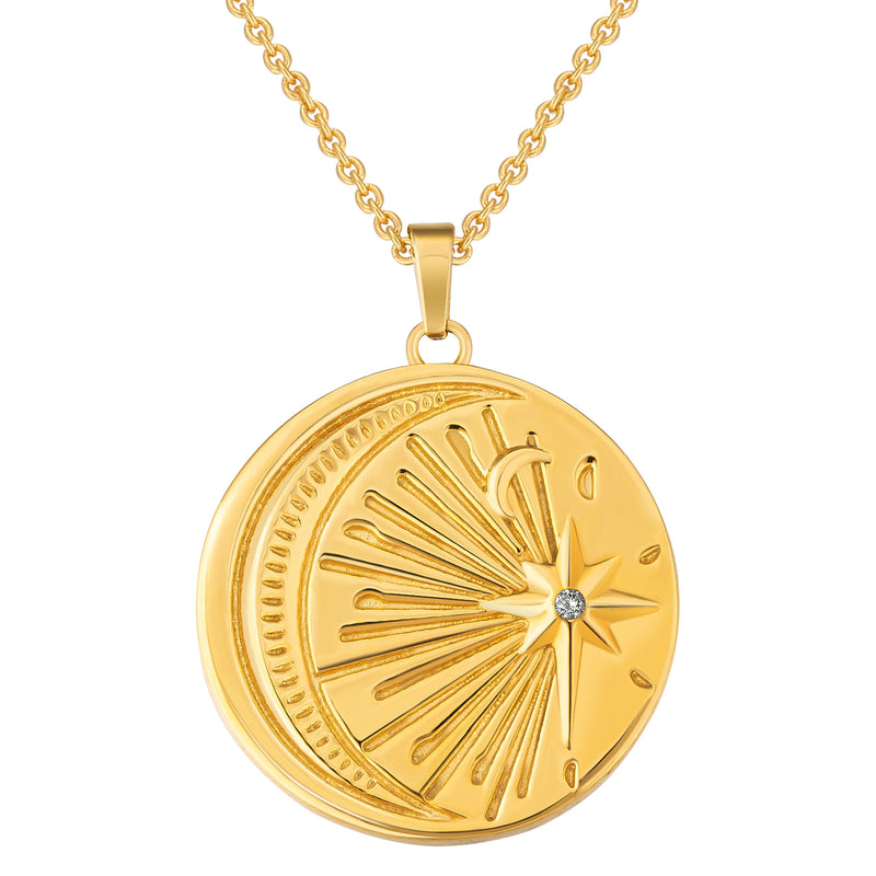 women's retro coin pendant necklace, view 4 - MRSLM