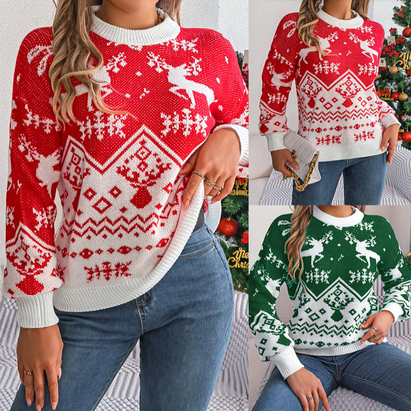 Women's Christmas deer knit sweater - MRSLM