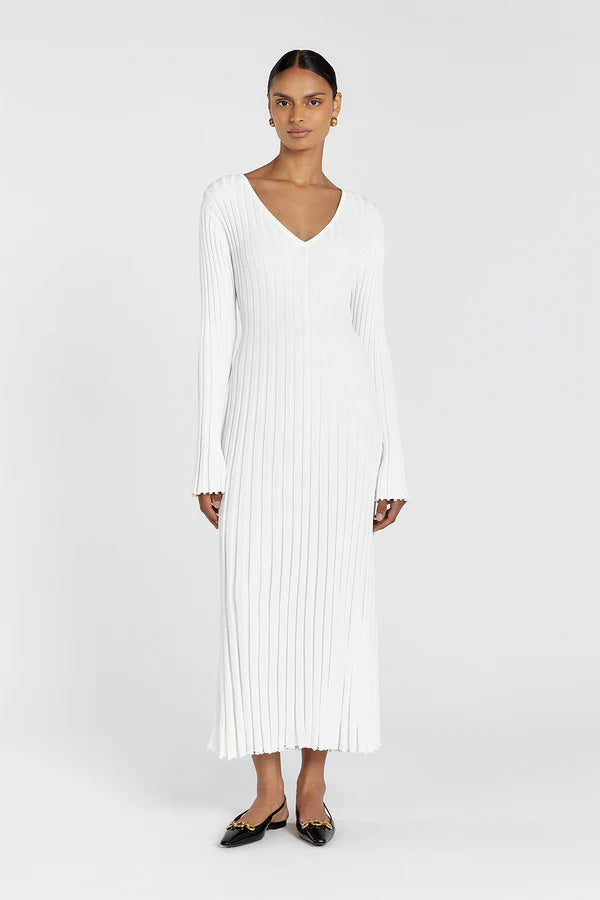 round neck A-line knitted dress, view 9 - MRSLM